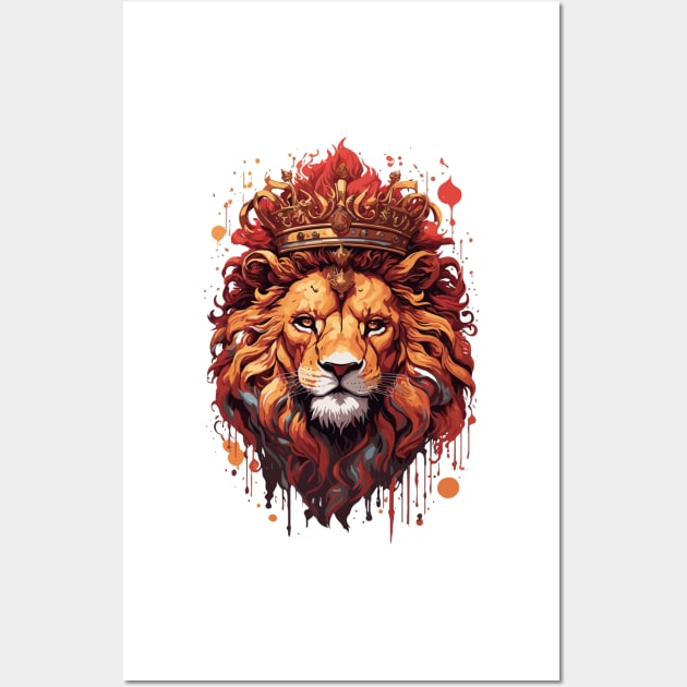 Lion with a king crown art Wall Art by therustyart